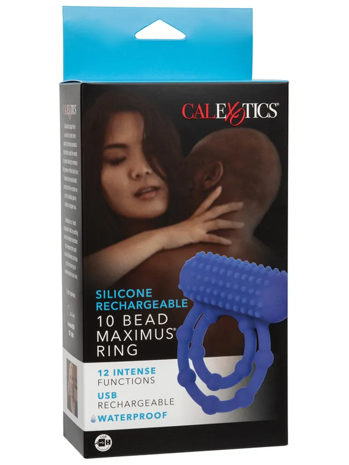 CalExotics SILICONE RECHARGEABLE 10 BEAD MAXIMUS RING | Male Sex Toys CalExotics SILICONE RECHARGEABLE 10 BEAD MAXIMUS RING | Male Sex Toys