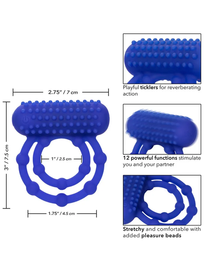 CalExotics SILICONE RECHARGEABLE 10 BEAD MAXIMUS RING | Male Sex Toys CalExotics SILICONE RECHARGEABLE 10 BEAD MAXIMUS RING | Male Sex Toys