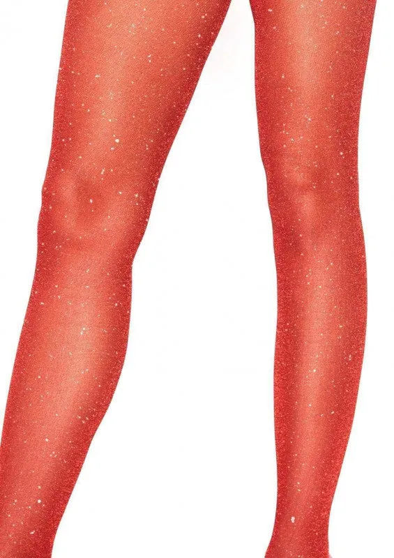 Leg Avenue Vibrators Lurex Shimmer Tights One Size Red