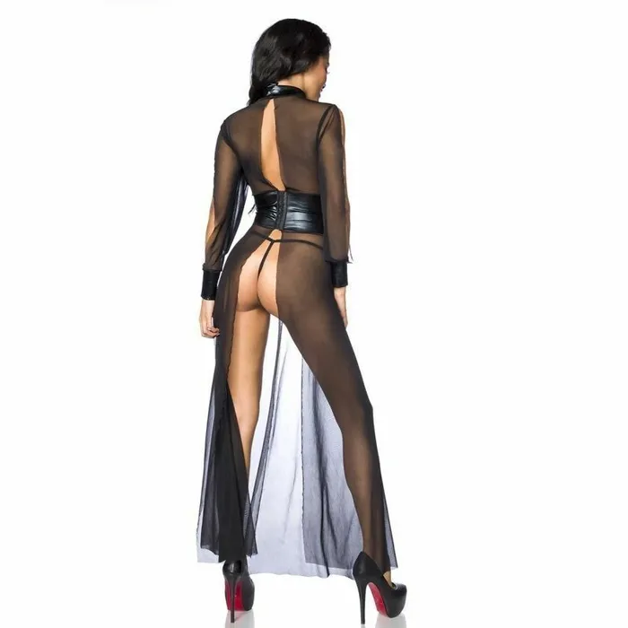 Lisa Colly Anal | Long Black Sheer Slave and Dominatrix Dress