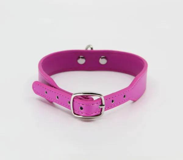 Male Sex Toys | Love In Leather BERLIN BABY COLLAR PINK WITH SILVER RING B-COL22