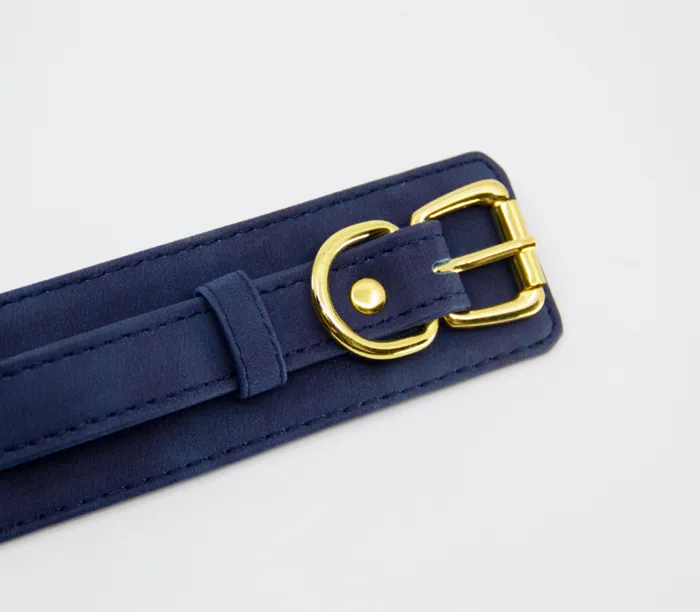 Vibrators | LIL COL047BLU COLLAR & LEASH GOLD HARDWARE BLUE - Love In Leather
