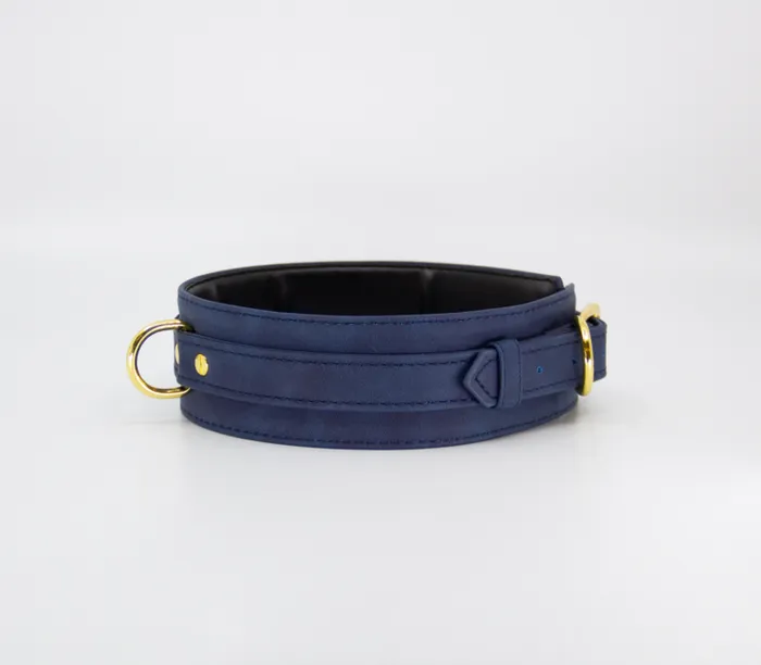 Vibrators | LIL COL047BLU COLLAR & LEASH GOLD HARDWARE BLUE - Love In Leather