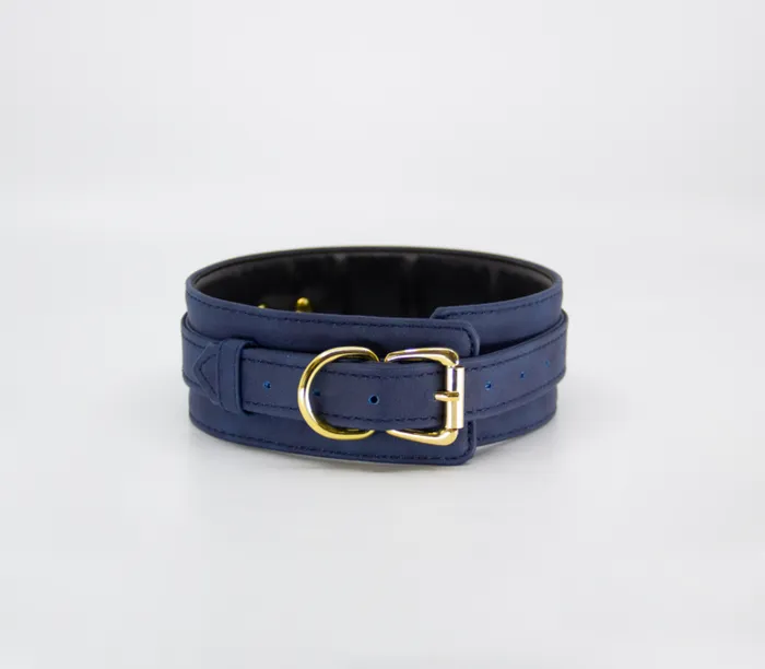 Vibrators | LIL COL047BLU COLLAR & LEASH GOLD HARDWARE BLUE - Love In Leather