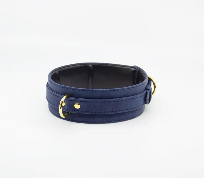 Vibrators | LIL COL047BLU COLLAR & LEASH GOLD HARDWARE BLUE - Love In Leather