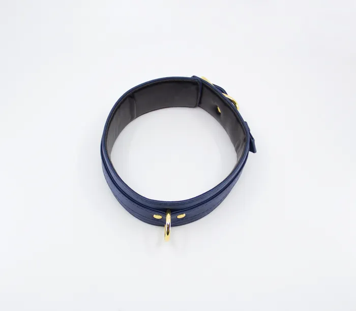 Vibrators | LIL COL047BLU COLLAR & LEASH GOLD HARDWARE BLUE - Love In Leather