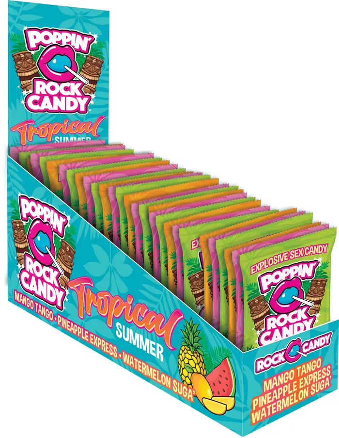 Vibrators Rock Candy Popping Rock Tropical Summer 36 Pk Display Mango Tango Pineapple Express Watermelon Sugar