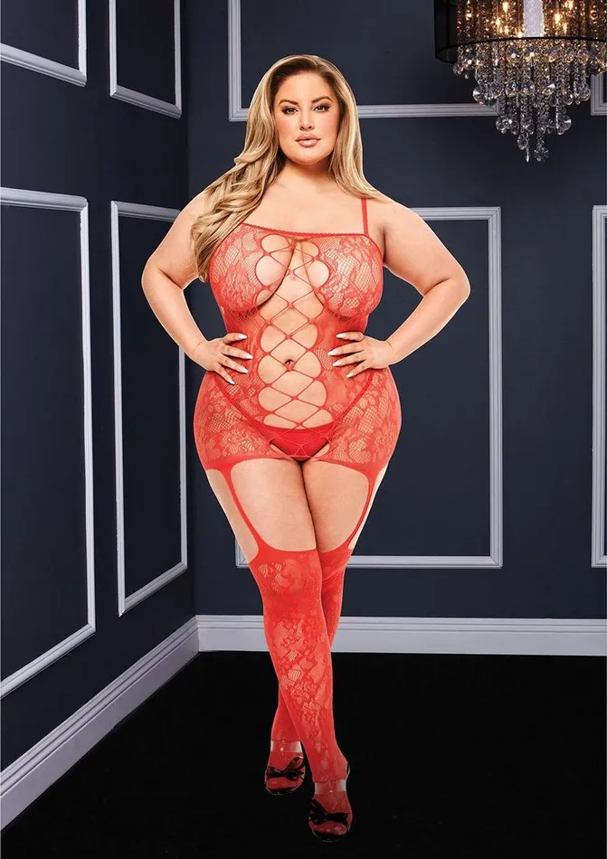 Baci Lingerie Corset Front Suspender Lace Bodystocking | Bodystockings & Playsuits