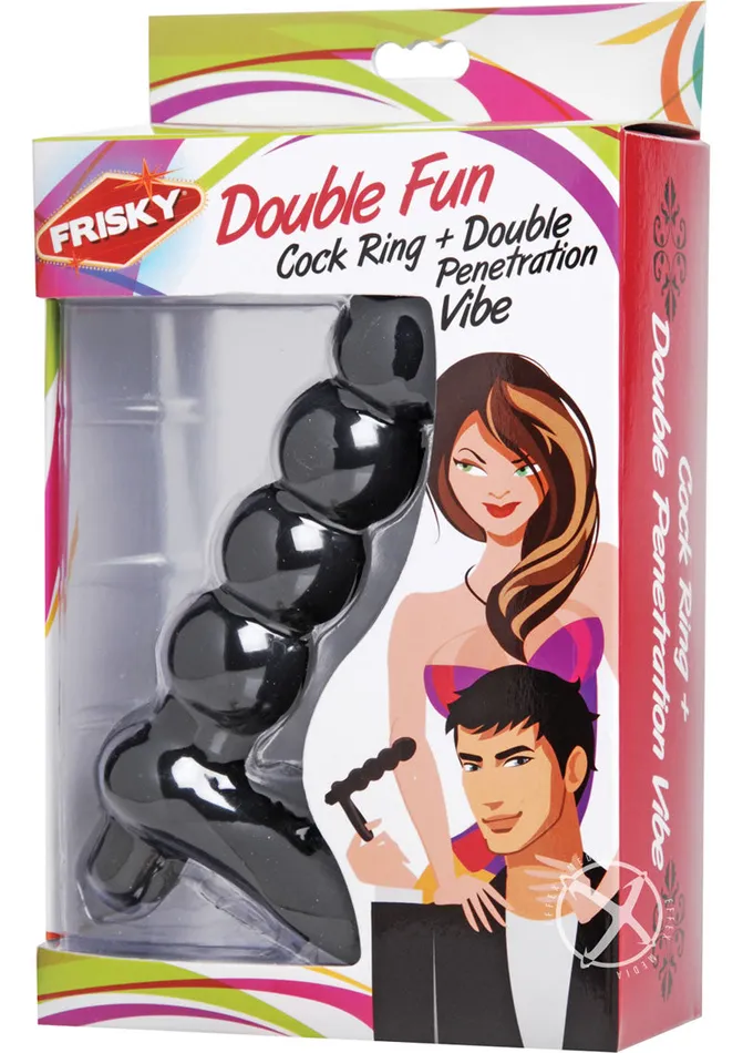 Male Sex Toys | Frisky Double Fun Cock Ring with Double Penetration Vibrator - Frisky