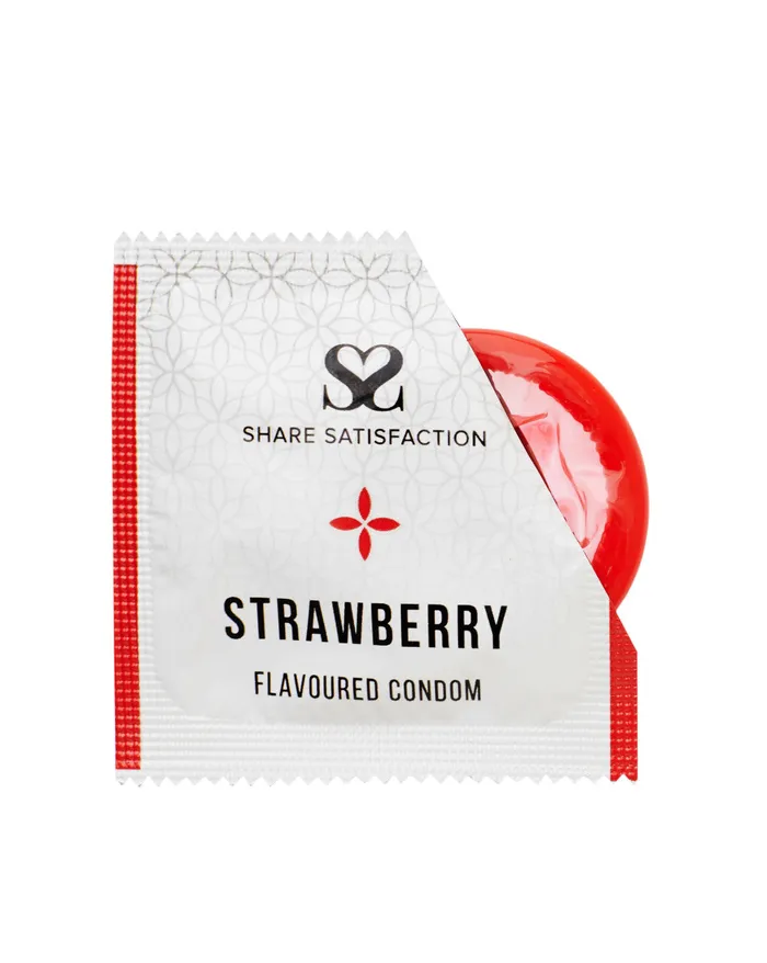 Share Satisfaction Strawberry Flavoured Condom Single | Share Satisfaction Vibrators
