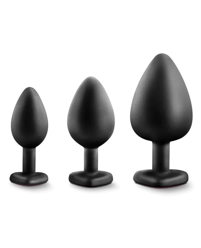 Anal | Luxe Blush Luxe Bling Plugs Training Kit - Black w/Red Gems Anal | Luxe Blush Luxe Bling Plugs Training Kit - Black w/Red Gems