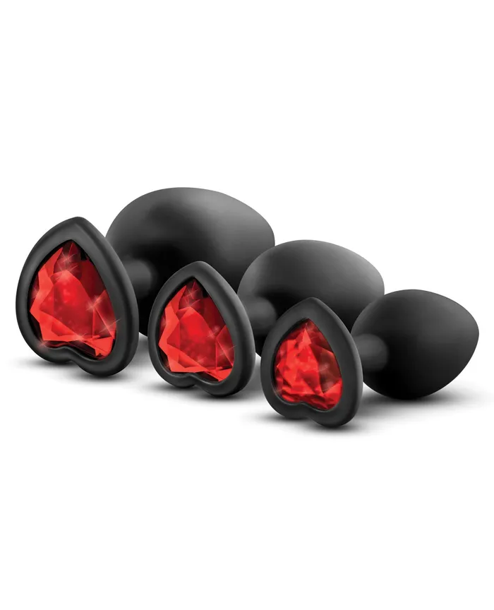 Anal | Luxe Blush Luxe Bling Plugs Training Kit - Black w/Red Gems Anal | Luxe Blush Luxe Bling Plugs Training Kit - Black w/Red Gems