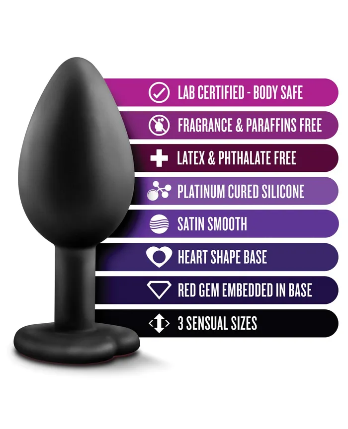 Anal | Luxe Blush Luxe Bling Plugs Training Kit - Black w/Red Gems Anal | Luxe Blush Luxe Bling Plugs Training Kit - Black w/Red Gems