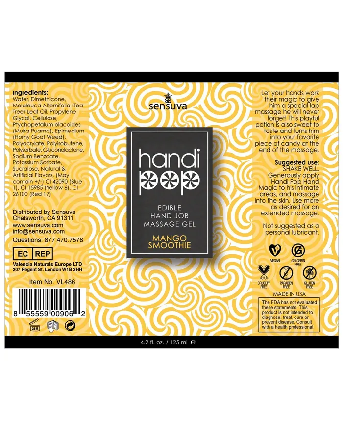 Enhancers | Handipop Hand Job Massage Gel - 4.2 oz Bottle Mango Smoothie - Handipop