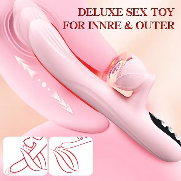 Female Sex Toys | Aimitoy Rabbit Vibrators 4 in 1 Thrusting Vibrator with 7 Licking Thrusting